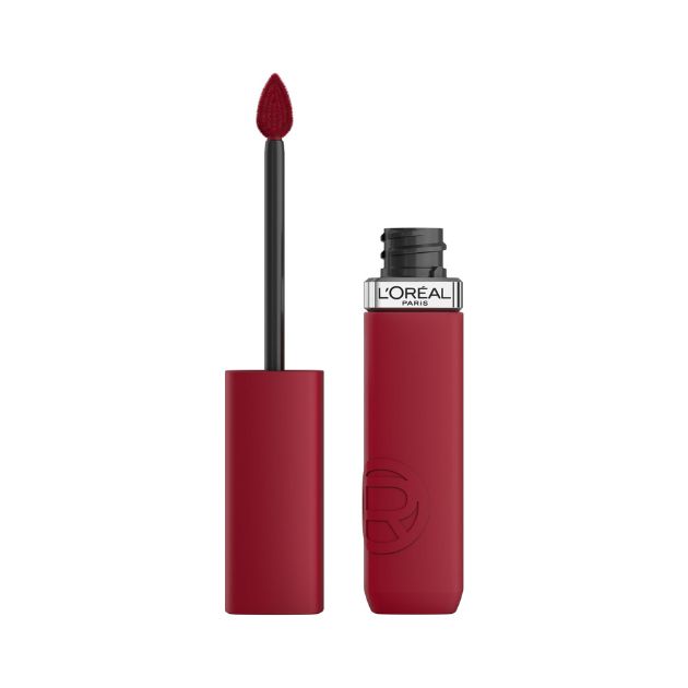 a red liquid lipstick with a brush